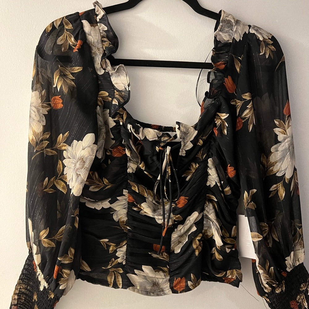 NWT ASTR the label long sleeve ruched top